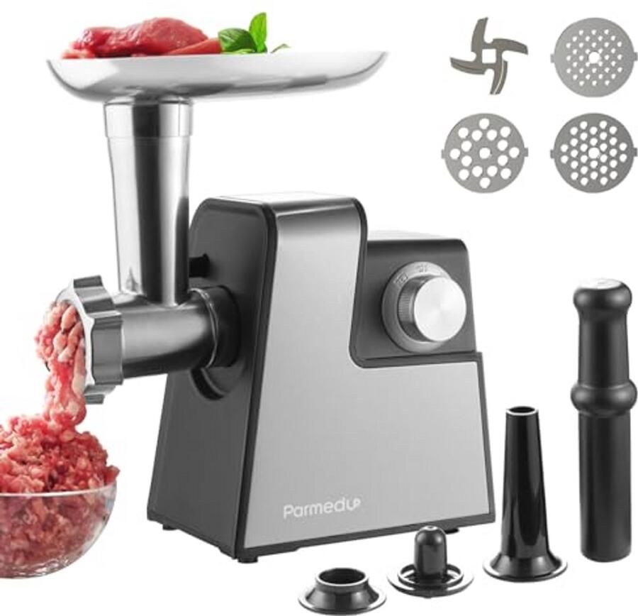 Elektrische vleesmolen voor thuisgebruik compacte roestvrijstalen vleesmolen met 3 platen en worstvuller