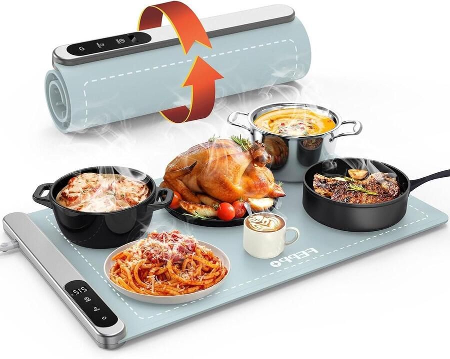 Elektrische Voedsel Warmer Warmhoudplaat Eten Warm Houden Snelle Oppervlakte Verwarming 500 Watt Hemelsblauw