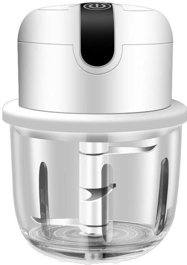 Elektrische voedselhakmachine met 350 ml glazen kom en drietal messen multifunctionele keukenprocessor en blender USB-oplaadbare groentehakker voor fruit pepers groenten ui en vlees - Foto 1