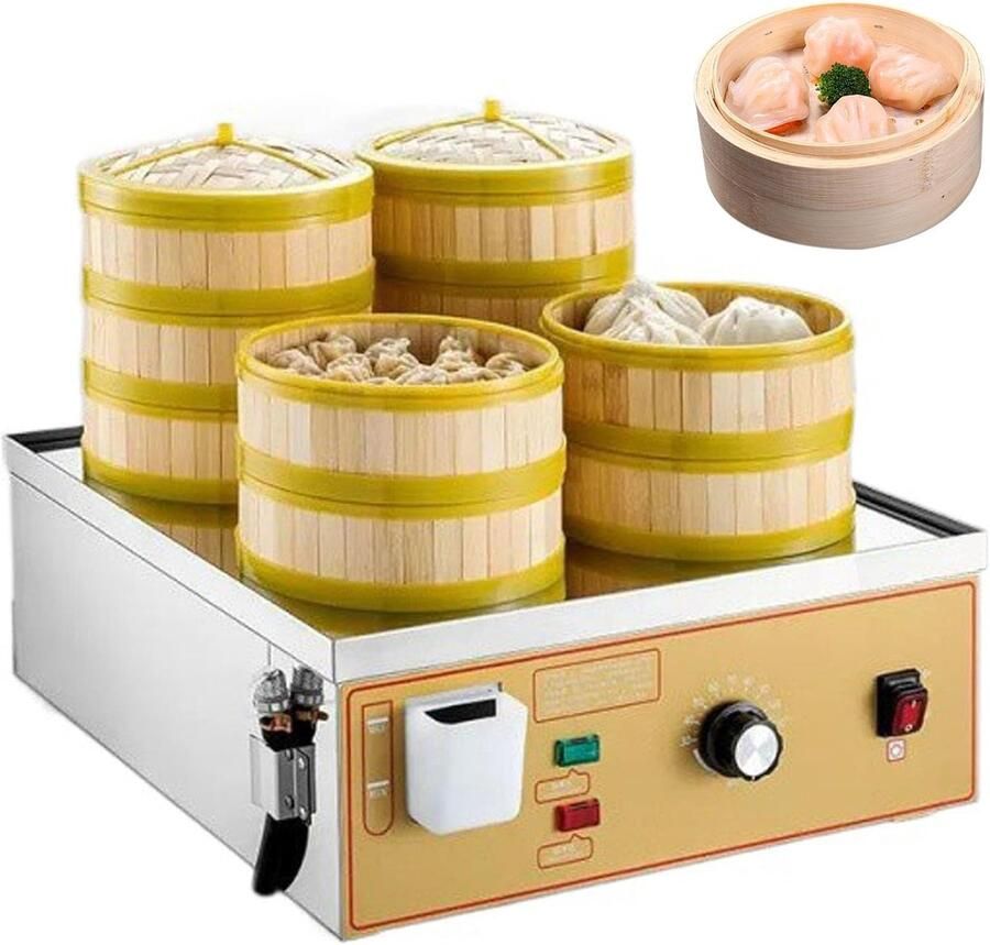 Elektrische Voedselstomer Gestoomde Broodjesmachine Efficiënt Koken Anti-droog Alarm 4 Gaten Zilver
