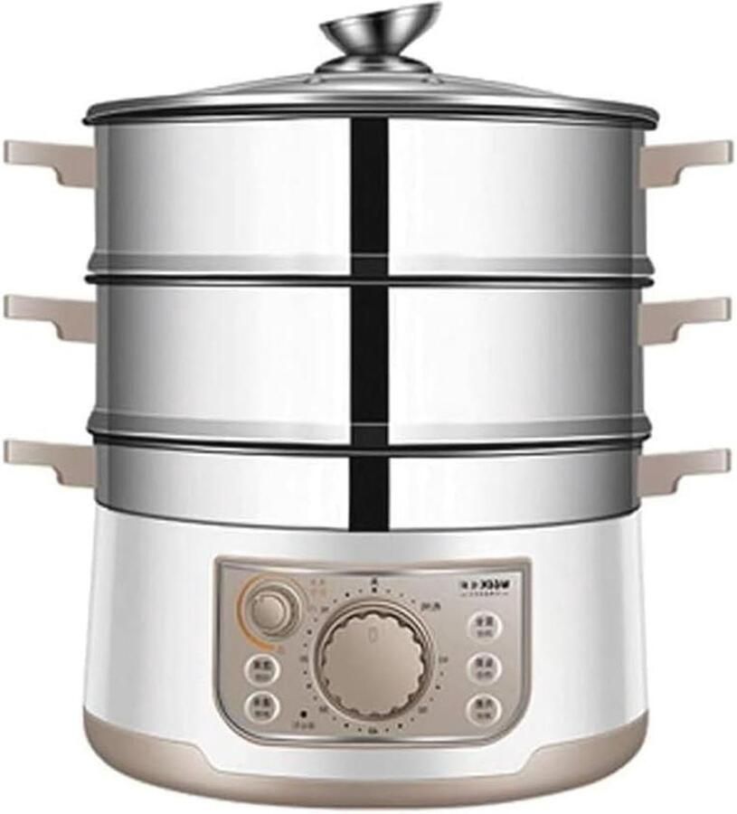 Elektrische Voedselstomer Multicooker Stoomapparaat Gezond Koken Roestvrij Staal 13 Liter Inhoud Zilver