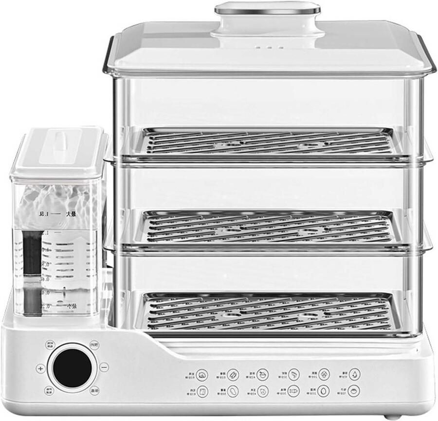 Elektrische voedselstomer Stoomkoker Gezond koken 3-laags ontwerp 24L capaciteit Zwart