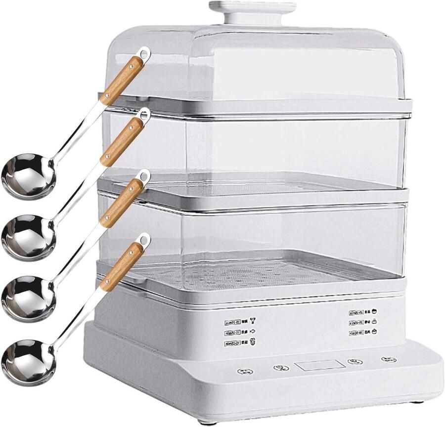 Elektrische Voedselstomer Stoomkoker Stoomoven Gezond Koken 24-Uurs Warmhoudfunctie 22L Capaciteit Wit