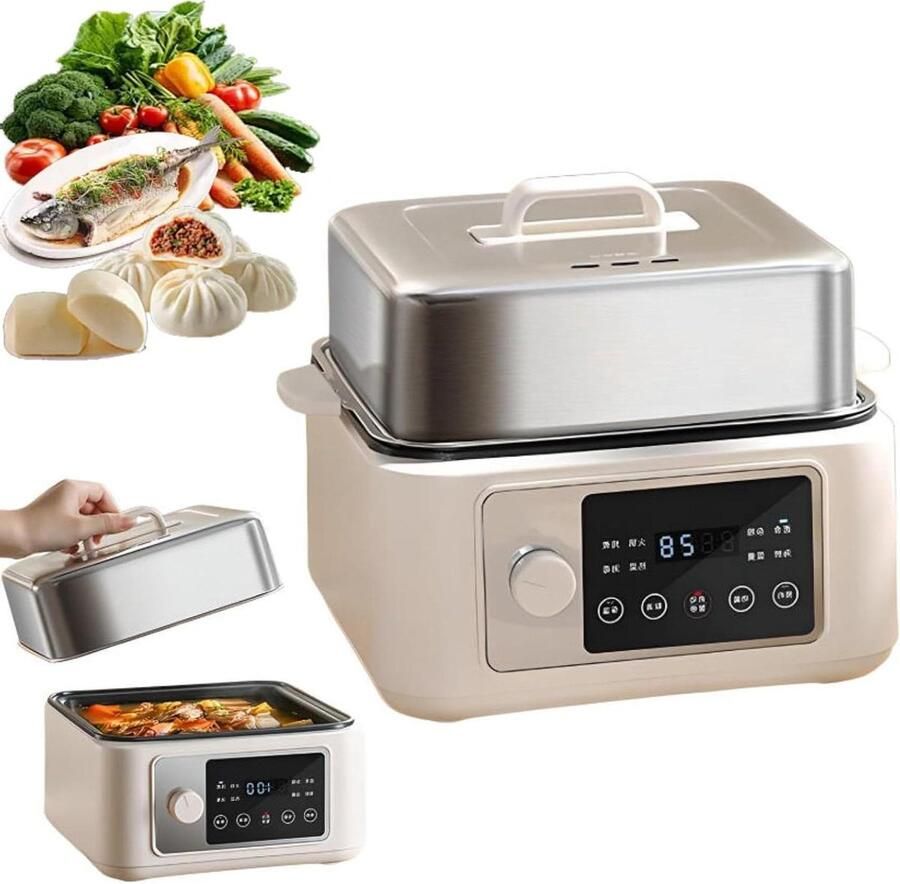 Elektrische Voedselstomer Multifunctionele stoompan Gezond Koken Touchscreen Bediening 8L Capaciteit Zilver