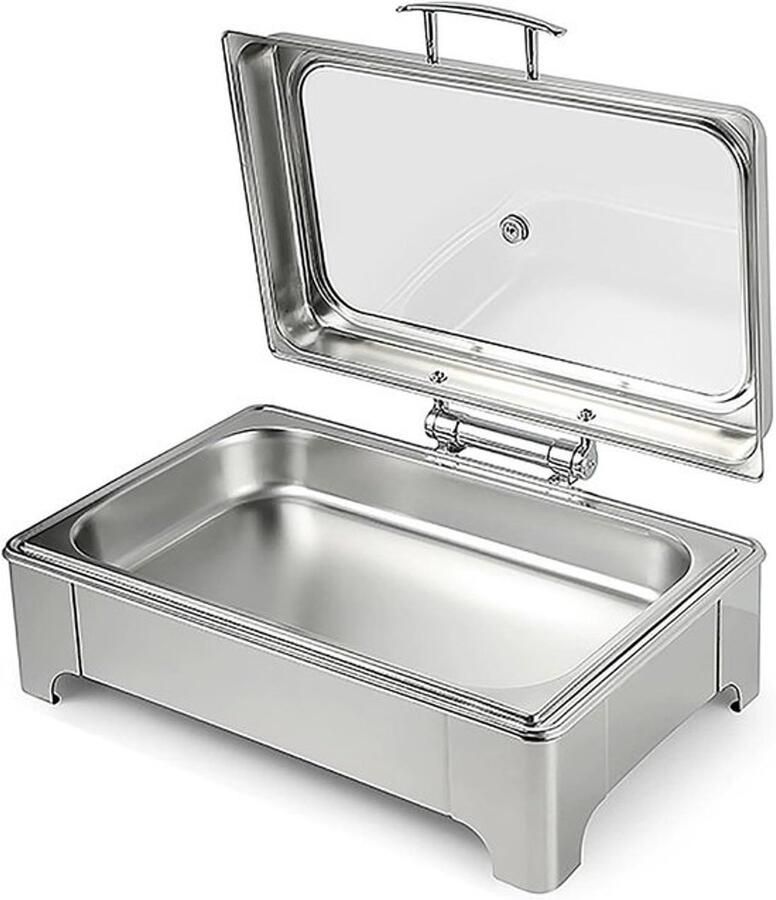 Elektrische Voedselverwarmer Buffetwarmer Serveerwagen Eten Warm Houden Instelbare Temperatuur Enkel Compartiment Zilver