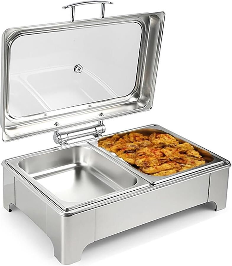 Elektrische Voedselverwarmer Catering Warmhoudbak Buffetten Warm Houden Temperatuurregeling 9 Niveaus 1 2 Gastronorm Zilverkleurig