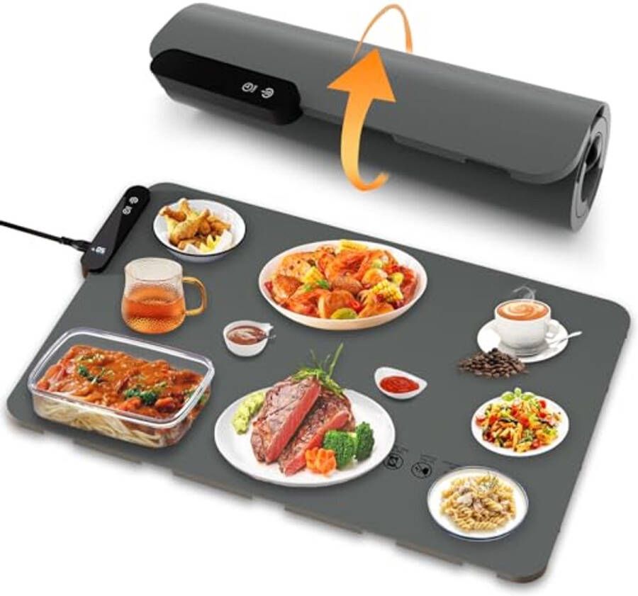 Elektrische Voedselverwarmer met Verstelbare Temperatuur Flexibele Opvouwbare Verwarmingsplaat voor Feestjes en Dressoirs