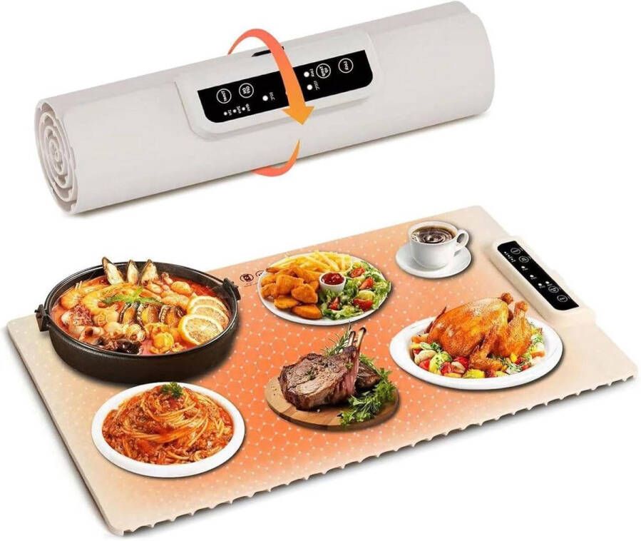 Elektrische voedselverwarmer opvouwbare siliconen buffetwarmer 3 instelbare temperaturen timers buffet party restaurant warm houden ontdooien