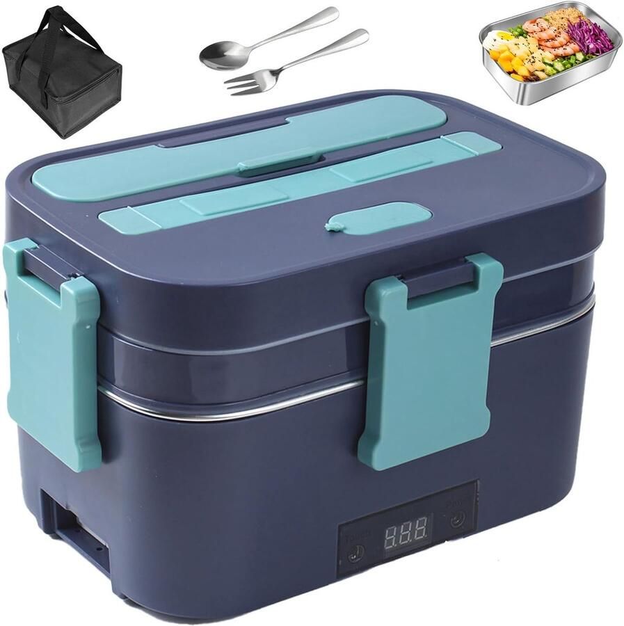 Elektrische Voedselwarmer Verwarmde Lunchbox Warm Eten Onderweg Snelle Verwarming 12V 24V 1.5L Capaciteit Wit Grijs Blauw