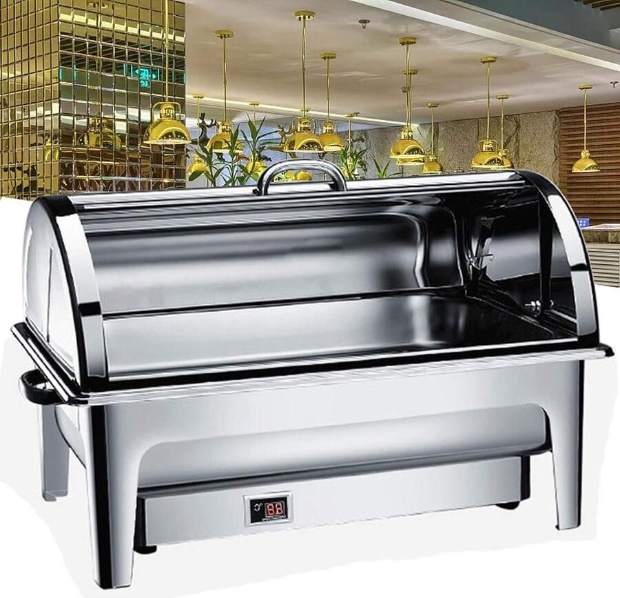 Elektrische Voedselwarmer Warmhoudbak Buffet Feesten En Buffetten Instelbare Temperatuur 9 Liter Zilver