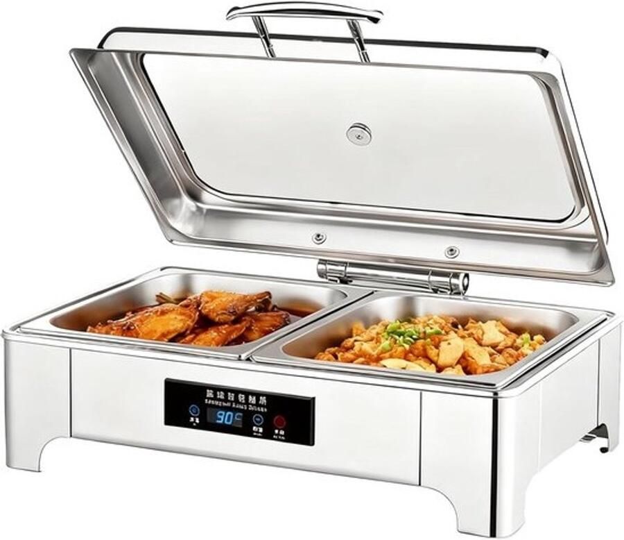 Elektrische Voedselwarmer Warmhoudbak Buffet Warm Houden Instelbare Temperatuur 58x44x26 cm Zilver