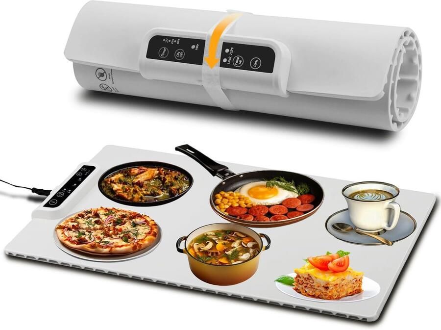 Elektrische Voedselwarmer Warmhoudmat Eten Warm Houden Flexibel Siliconen Materiaal Niet Gespecificeerd Wit