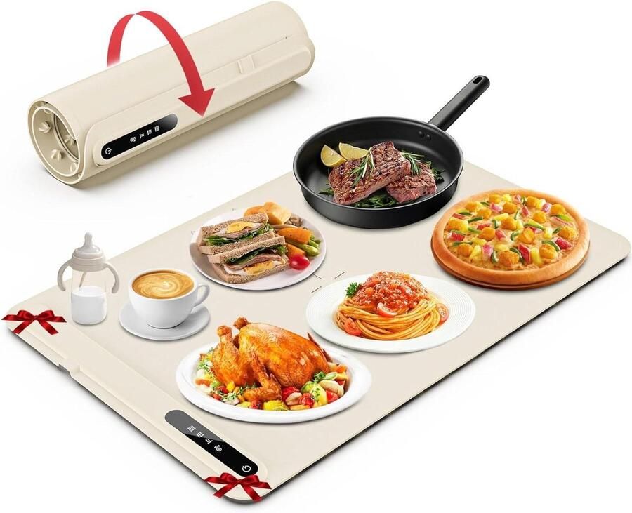 Elektrische voedselwarmer Warmhoudplaat Buffet en feest Instelbare temperatuur 60x40 cm Zwart