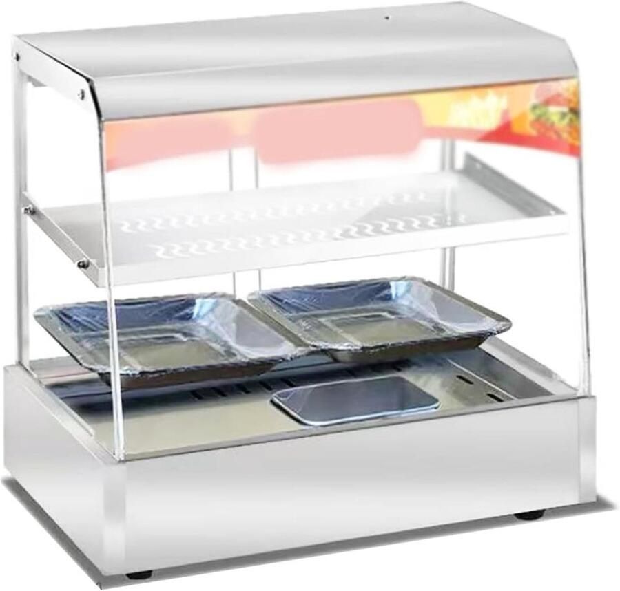 Elektrische Voedselwarmer Warmhoudvitrine Eten Warm Houden Instelbare Temperatuur 45x34x48 cm Zilver