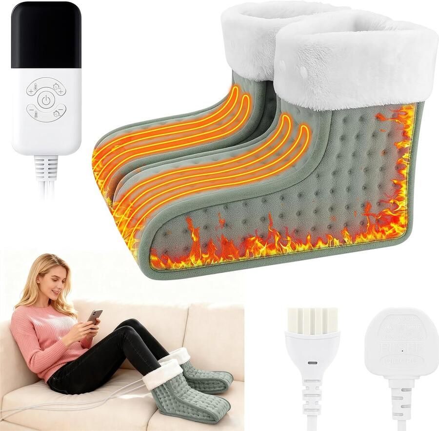 Elektrische Voetenwarmer Verwarmde Pantoffels Voeten Opwarmen Snelle Verwarming Tot Schoenmaat 40 Grijs