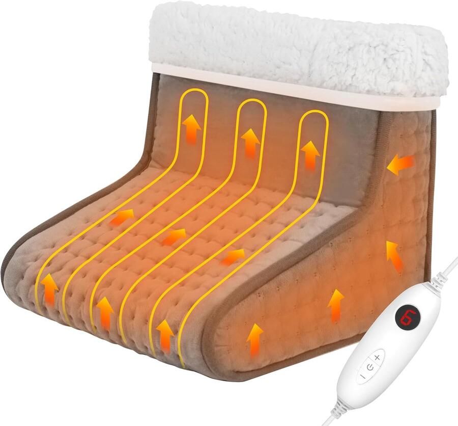 Elektrische Voetenwarmer Verwarmingskussen Voeten Opwarmen 6 Warmtestanden 30 x 30 x 24 cm Grijs