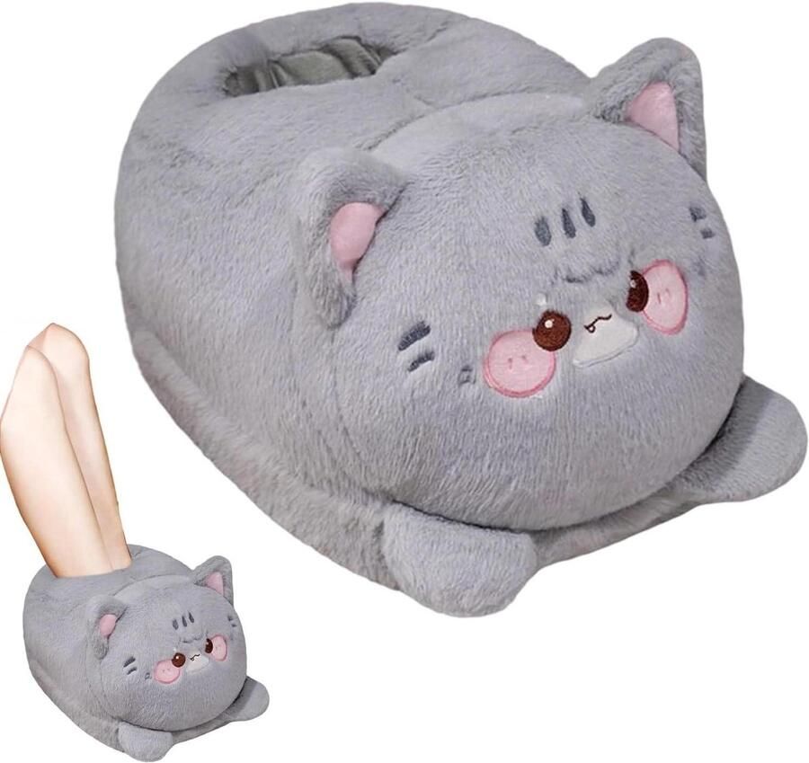 Elektrische Voetenwarmer Zachte Verwarming Binnen Opwarmen Dierenstijl Ontwerp 30x38x25 cm Grijs