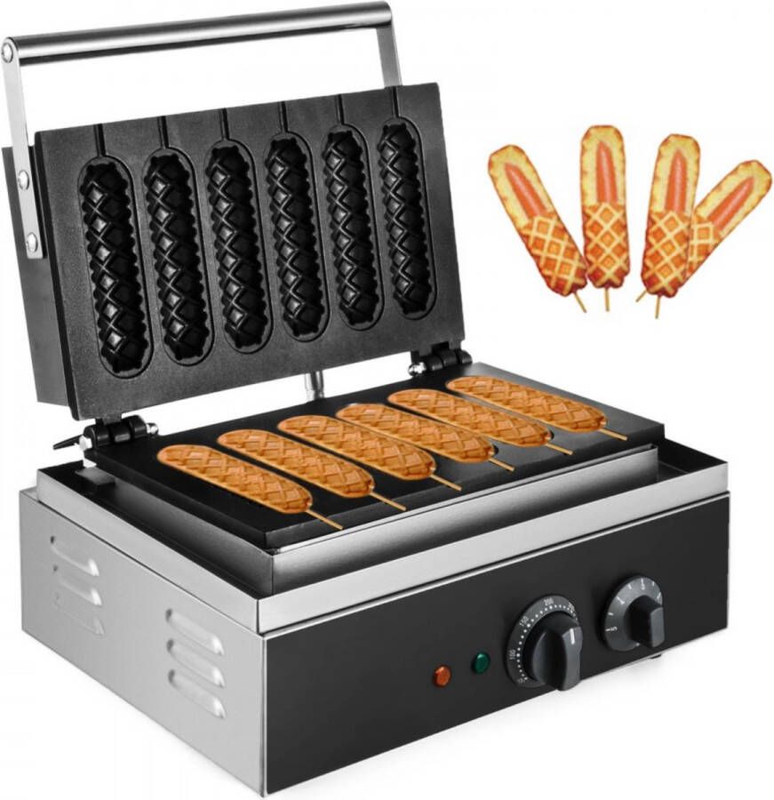 Happyment Wafel Worst Maker Elektrisch Corndog Non-stick Keuken Huishoudapparatuur 1500W 220V Zwart
