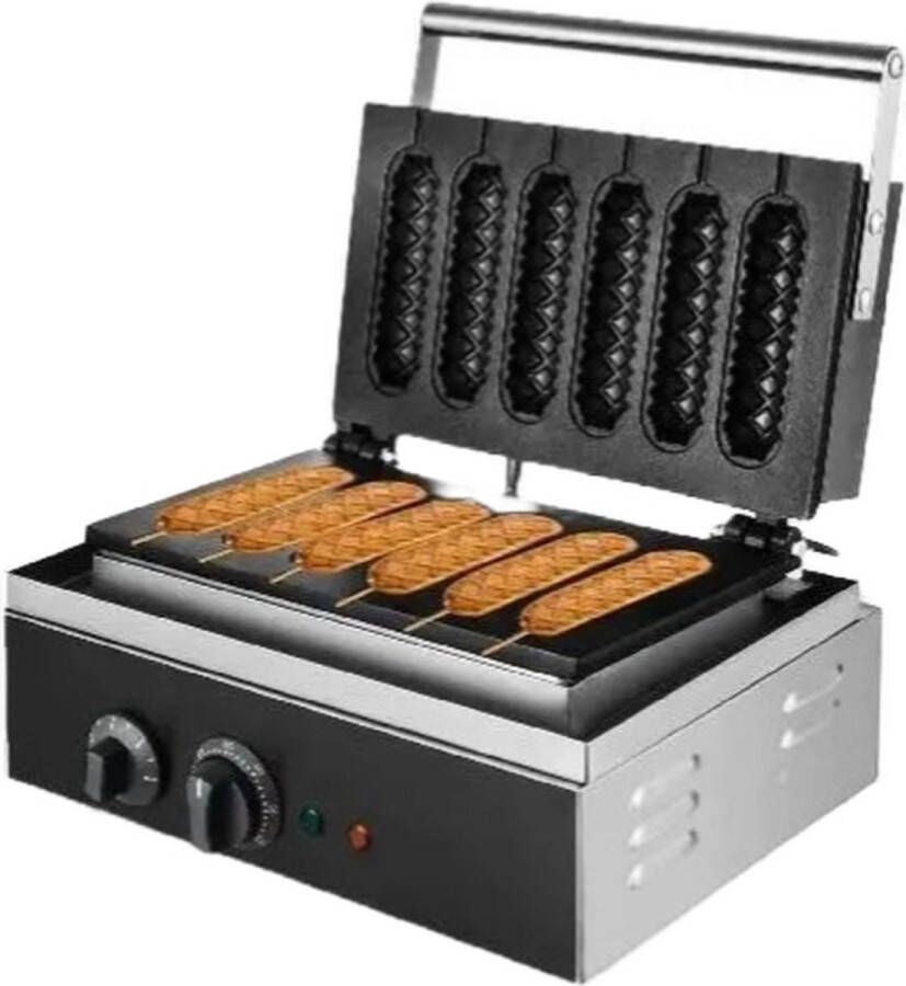 Elektrische Wafel Worst Maker Corndog Non-stick Lolly Stok Muffin Krokante Franse Maïs Hot Dog Machine Keuken Huishoudapparatuur 1500W 220V Zwart