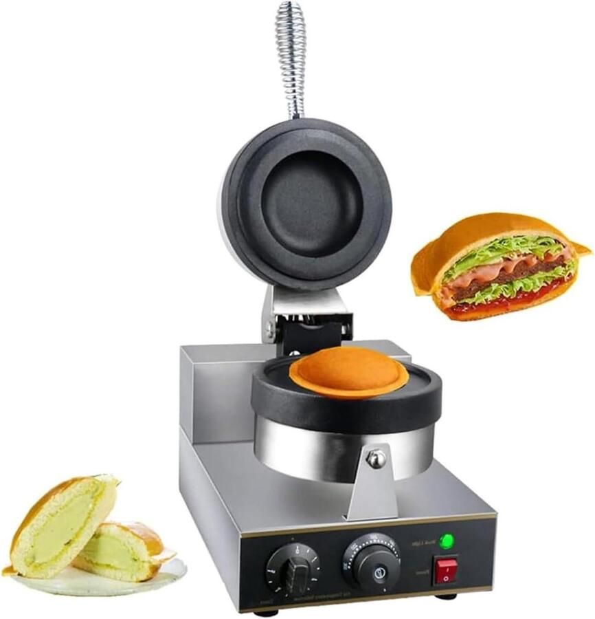 Elektrische Wafelmaker Panini Pers Hamburger Bakken Antiaanbak Gietijzer 7 Kilogram Zilver