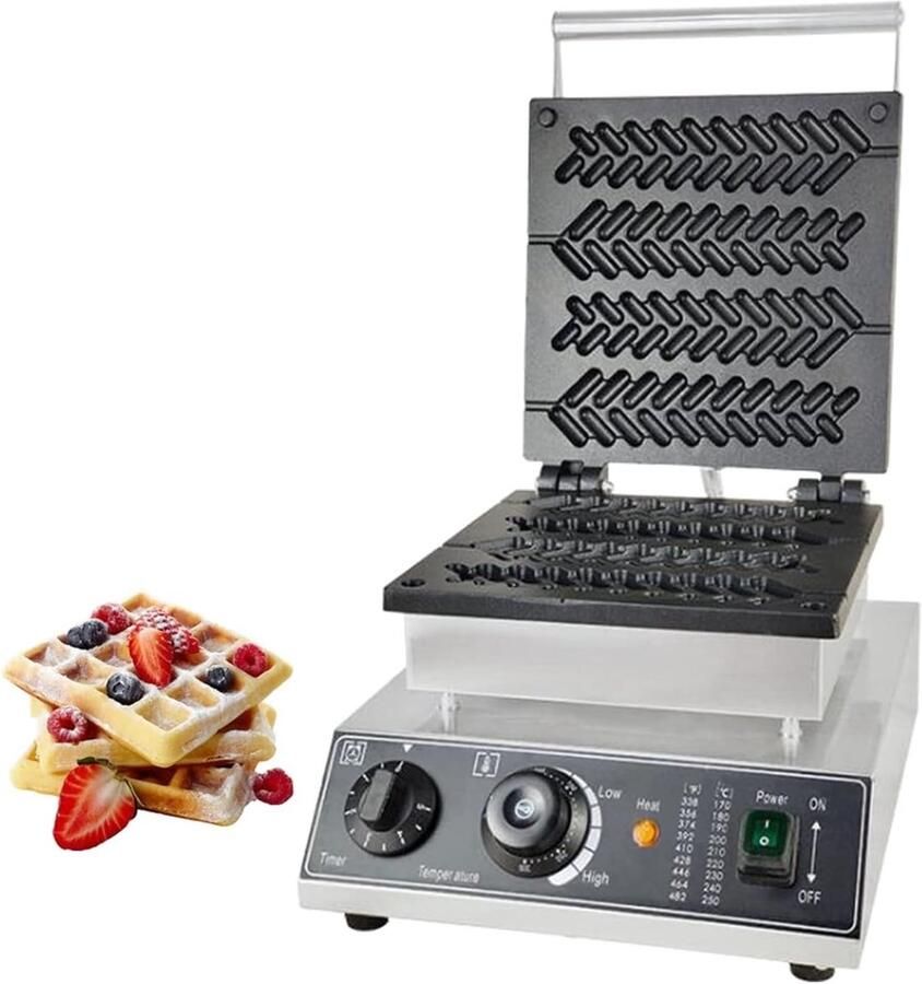 Elektrisch Wafelijzer Wafel Machine Zelf Wafels Maken Dubbelzijdig Constante Temperatuur 360x300x260mm Zilver