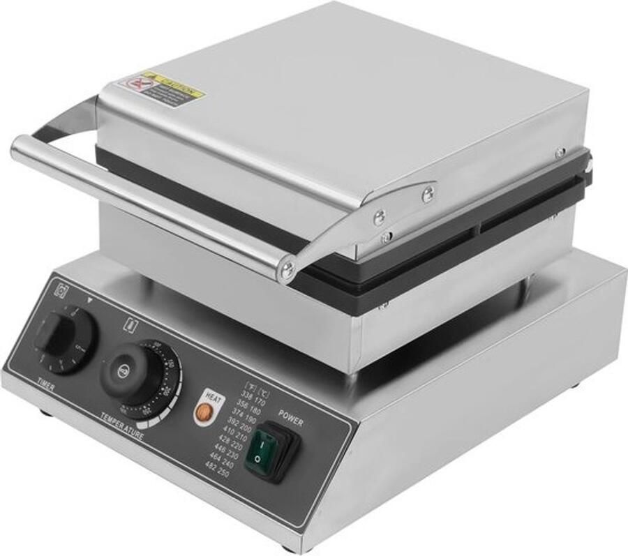 Elektrische Wafelmaker Wafelijzer Tafelmodel Commerciële ie Gelijkmatige Warmte 30x36x24.5 cm Zilver Zwart