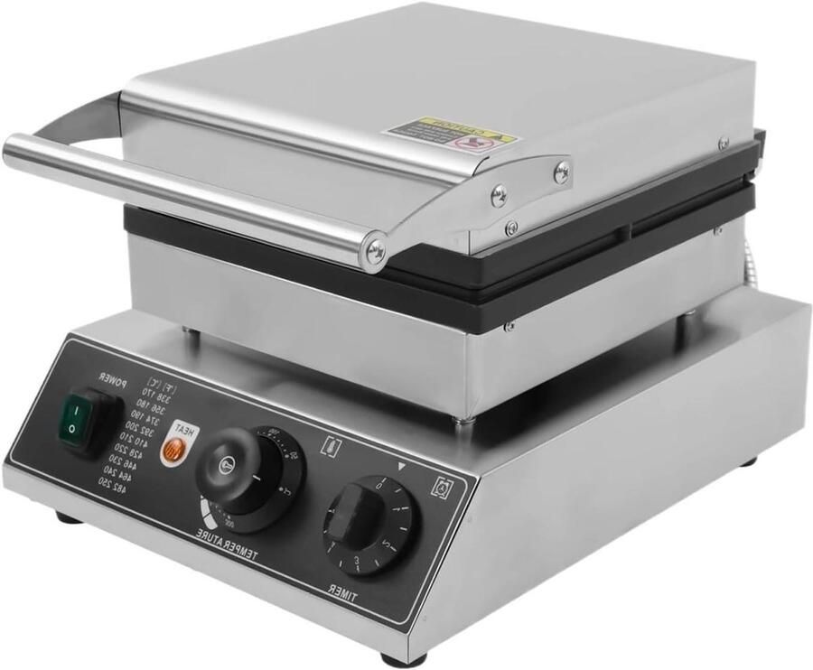 Elektrische Wafelmaker Wafelijzer Tafelmodel Commerciële ie Gelijkmatige Warmte 30x36x24.5 cm Zilver Zwart