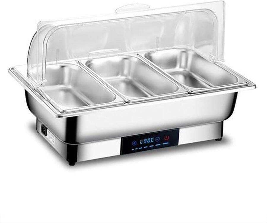 Elektrische Warmhoudbak Buffetset Warmhoudbak Buffet Warmhouden Digitale Temperatuurregeling 50x36x26cm Zilver