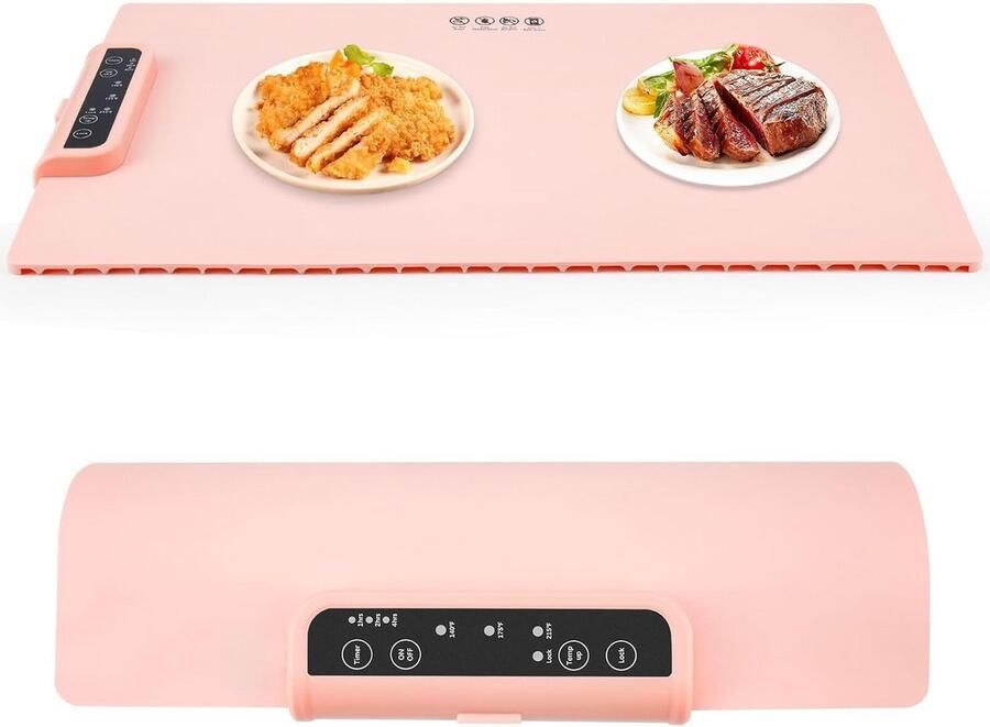 Elektrische Warmhoudplaat Verwarmingsmat Eten Warm Houden Volledig Oppervlak Verwarming 40 cm Roze