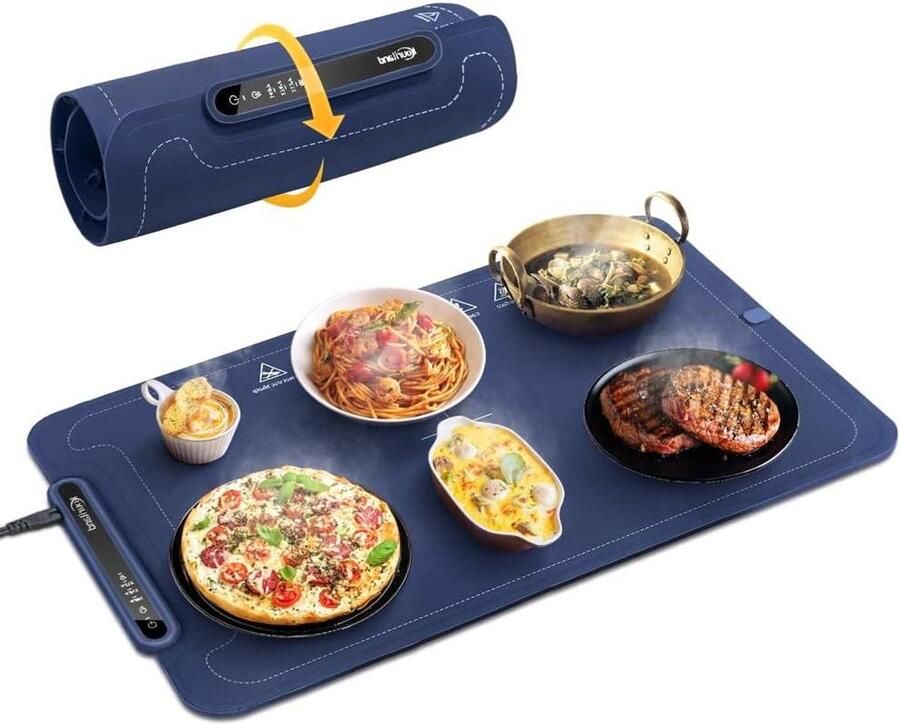Elektrische warmhoudbak Voedselverwarmer Maaltijden warm houden Opvouwbaar design 60 x 39 cm Zwart