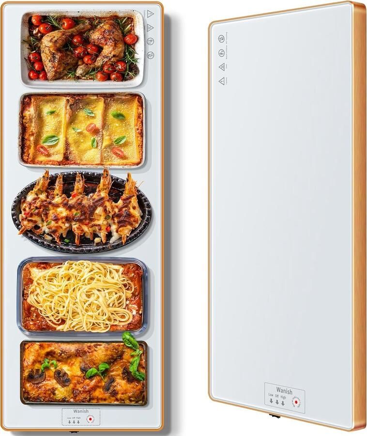 Elektrische warmhoudbak Voedselverwarmer mat Buffet feesten Volledige oppervlakteverwarming Extra lang 101 cm Wit