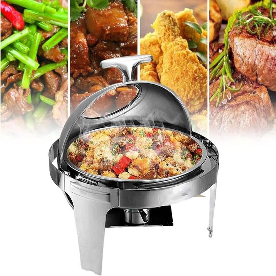 Elektrische Warmhoudbak Voedselwarmer Buffet Eten Warm Houden Precisie Temperatuurregeling Ronde Vorm Roestvrijstaal