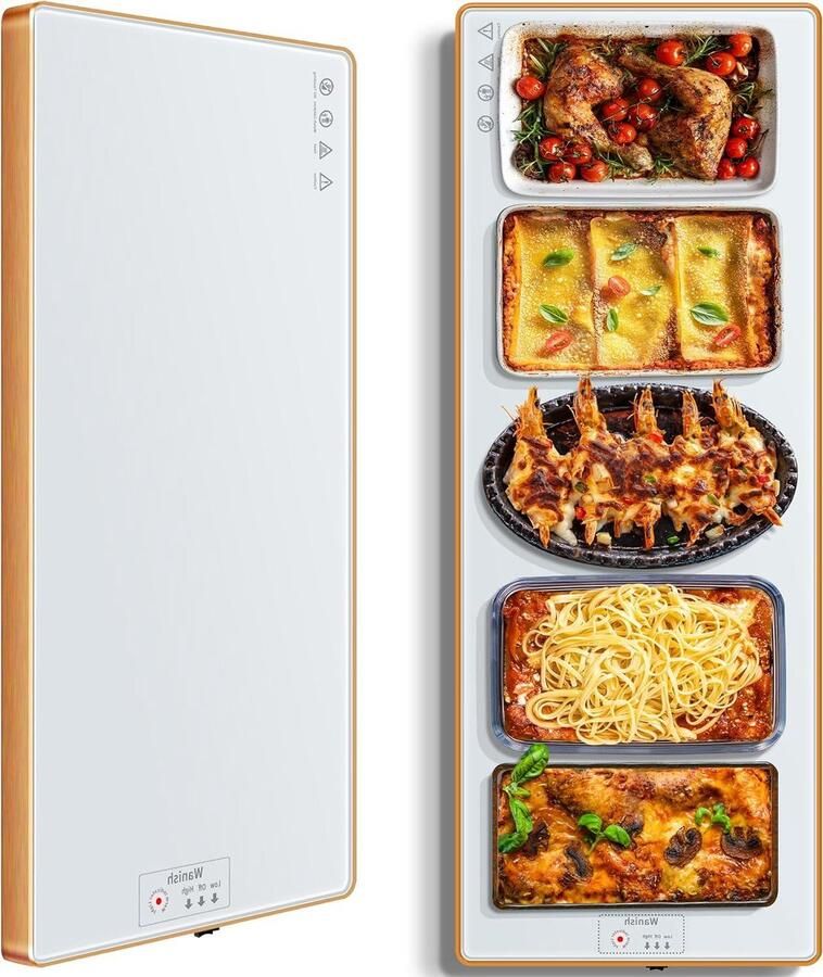 Elektrische Warmhoudbak Voedselwarmer Mat Buffet Serveren Volledige Oppervlakteverwarming 102 x 30 cm Wit