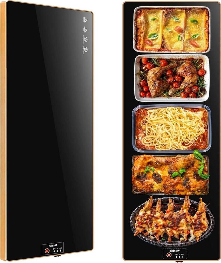 Elektrische warmhoudbak Voedselwarmer mat Buffet serveren Volledige oppervlakteverwarming 40 x 12 inch Zwart
