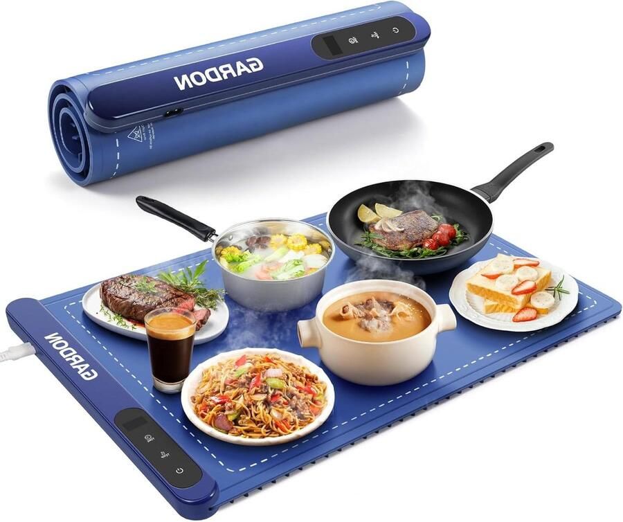 Elektrische warmhoudbak Voedselwarmer mat Eten warm houden Volledige oppervlakteverwarming 45 cm breed Blauw