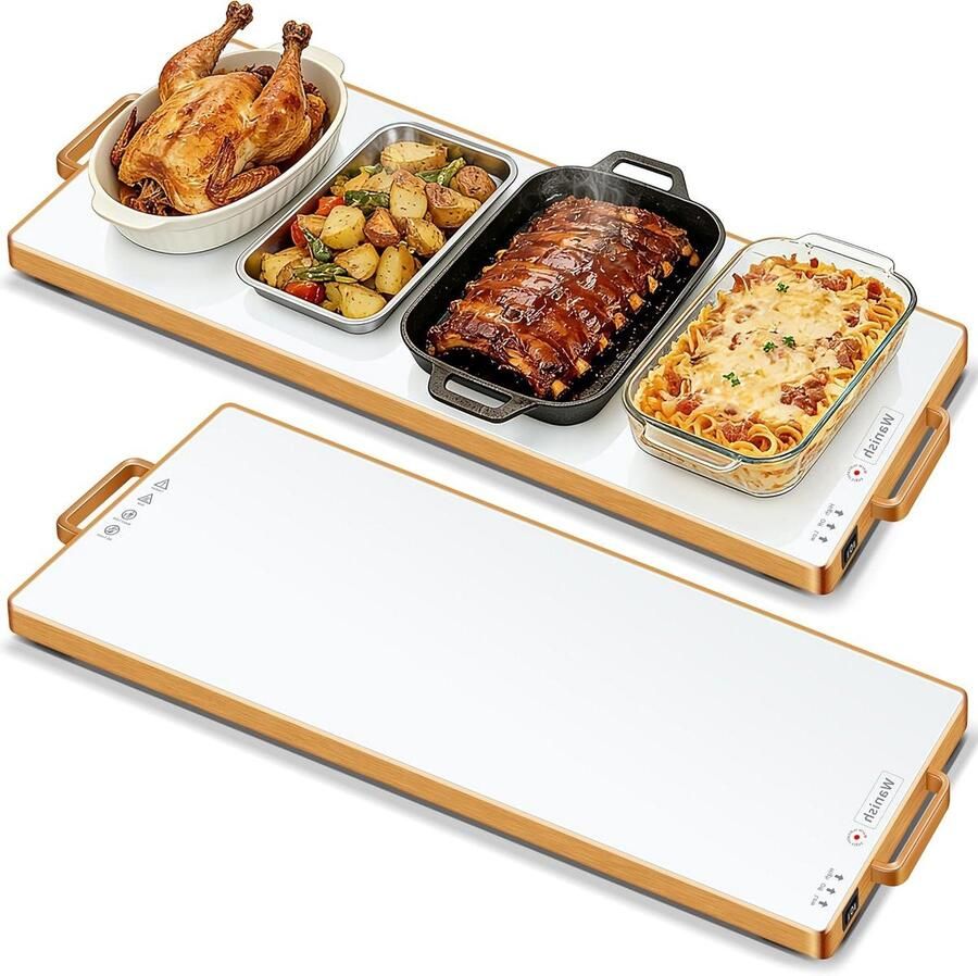 Elektrische Warmhoudbak Voedselwarmer Mat Eten Warm Houden Volledige Oppervlakteverwarming 102 x 30 cm Wit