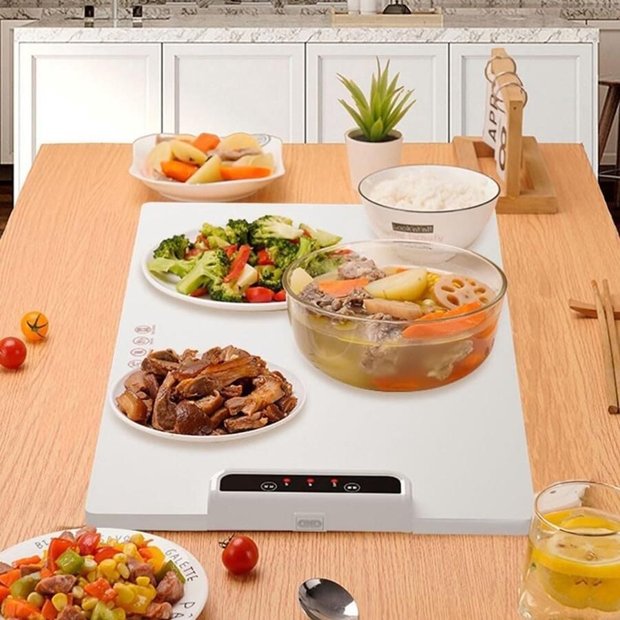 Elektrische Warmhoudlade Voedselverwarmer Eten Warm Houden Instelbare Temperatuur Opvouwbaar Zwart