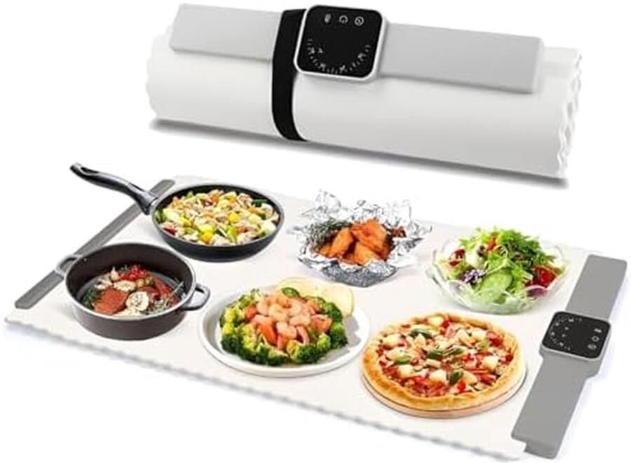 Elektrische warmhoudlade Voedselverwarmer mat Eten warm houden Instelbare temperatuur 66 x 39 cm Zwart