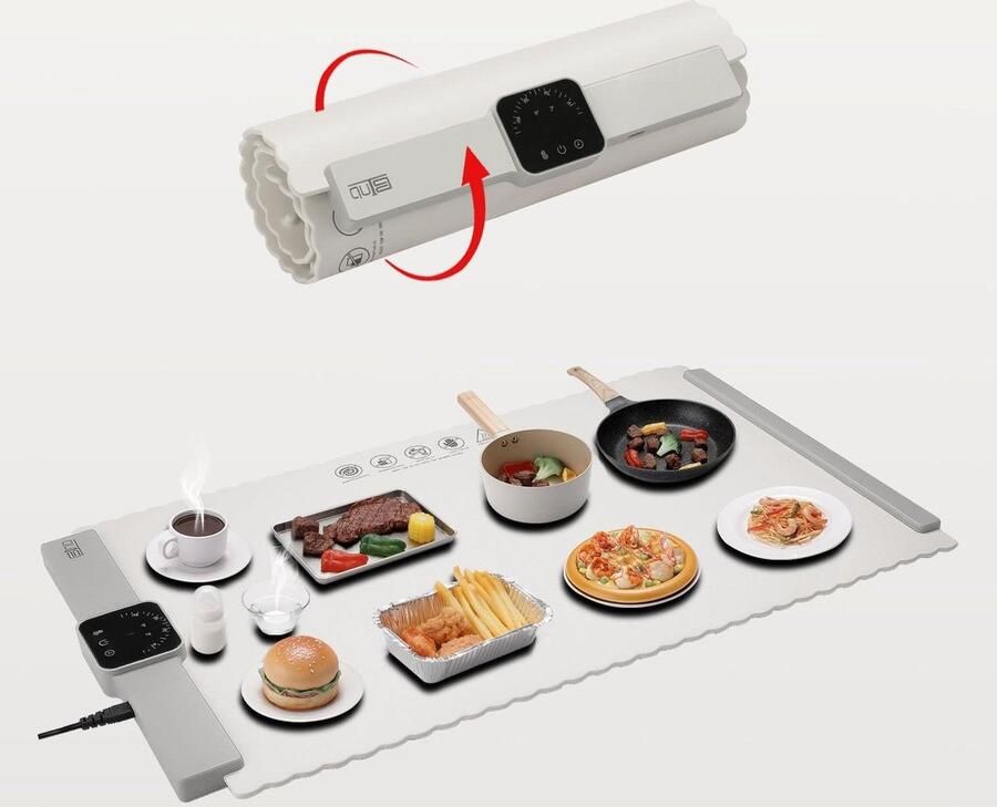 Elektrische Warmhoudlade Voedselverwarmer Mat Eten Warm Houden Instelbare Temperatuur 66 x 39 cm Zwart