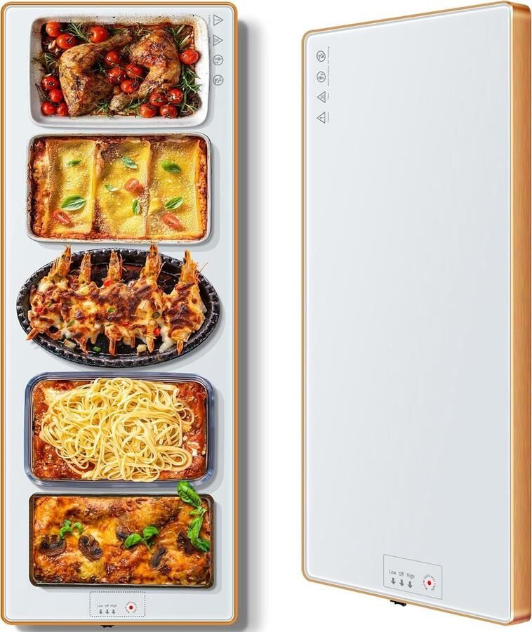 Elektrische warmhoudlade Voedselverwarmer mat Maaltijden warm houden Volledige oppervlakte verwarming 100 x 30 cm Wit