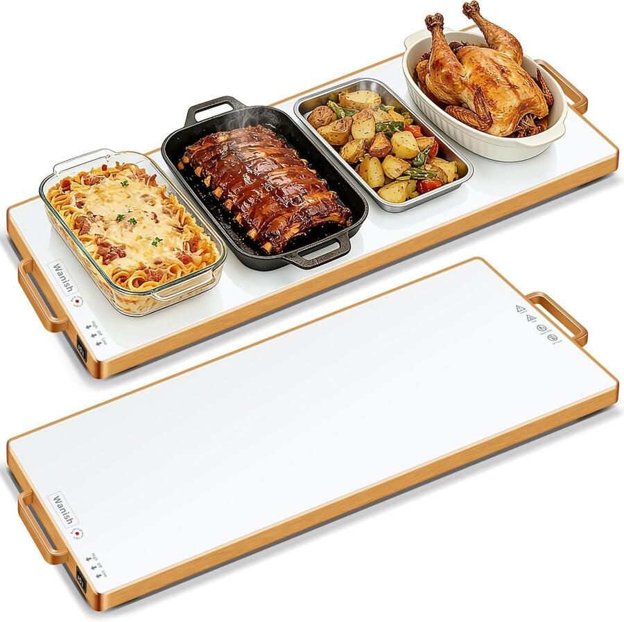 Elektrische warmhoudlade Voedselverwarmer mat Maaltijden warm houden Volledige oppervlakteverwarming 102x30 cm Wit