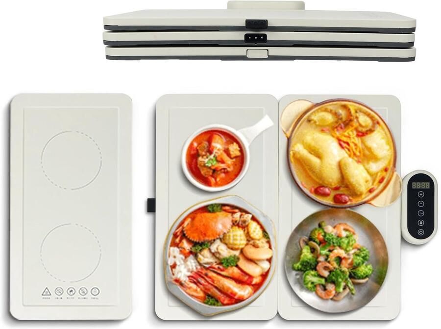 Elektrische warmhoudmat afneembare warmhoudmat opvouwbare warmhoudplaat gemakkelijk te reinigen warmhoudplaat geschikt voor buffetten feesten tafelopstellingen en familiediners (3 platen)