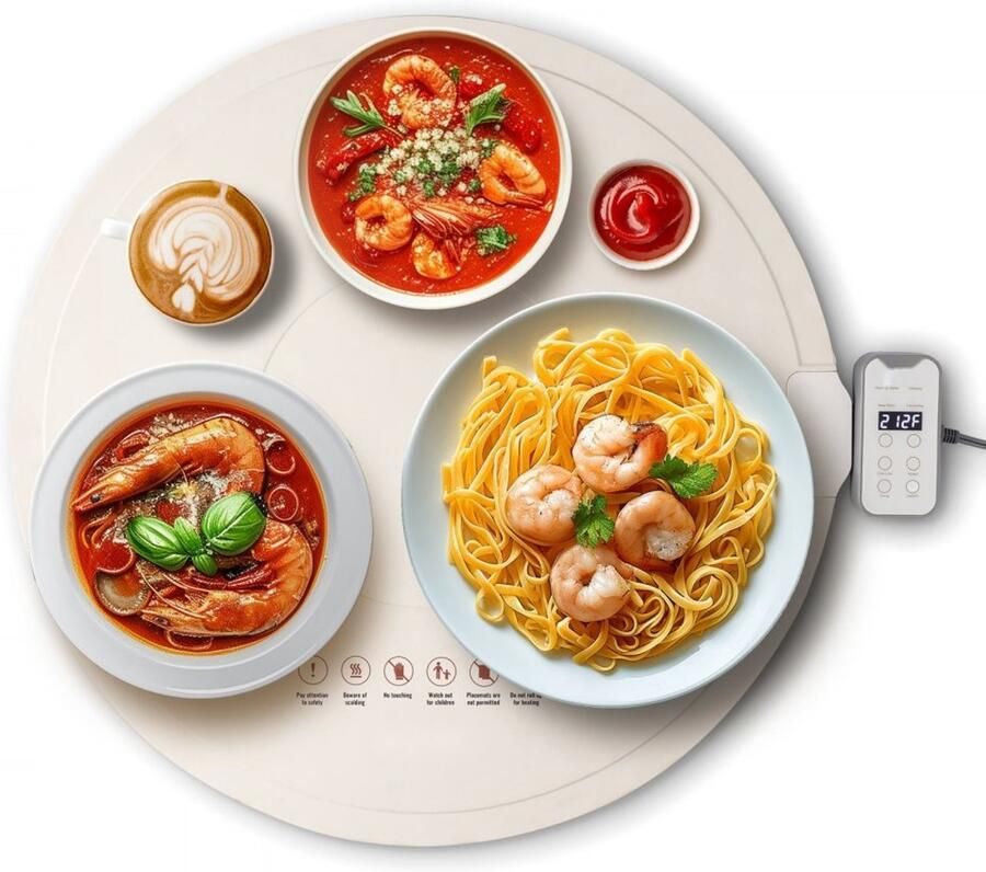 Elektrische warmhoudmat Buffet warmhoudplaat Draagbaar Instelbare temperatuurstanden (4) Afmeting 600 x 14 5 mm Geschikt voor feesten catering en thuis