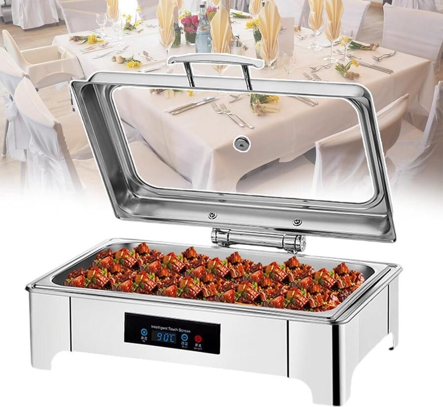 Elektrische Warmhoudplaat Buffetwarmer Voedsel Gerechten Warm Houden Grote Capaciteit 135L 57x44x56 cm Zilverkleurig