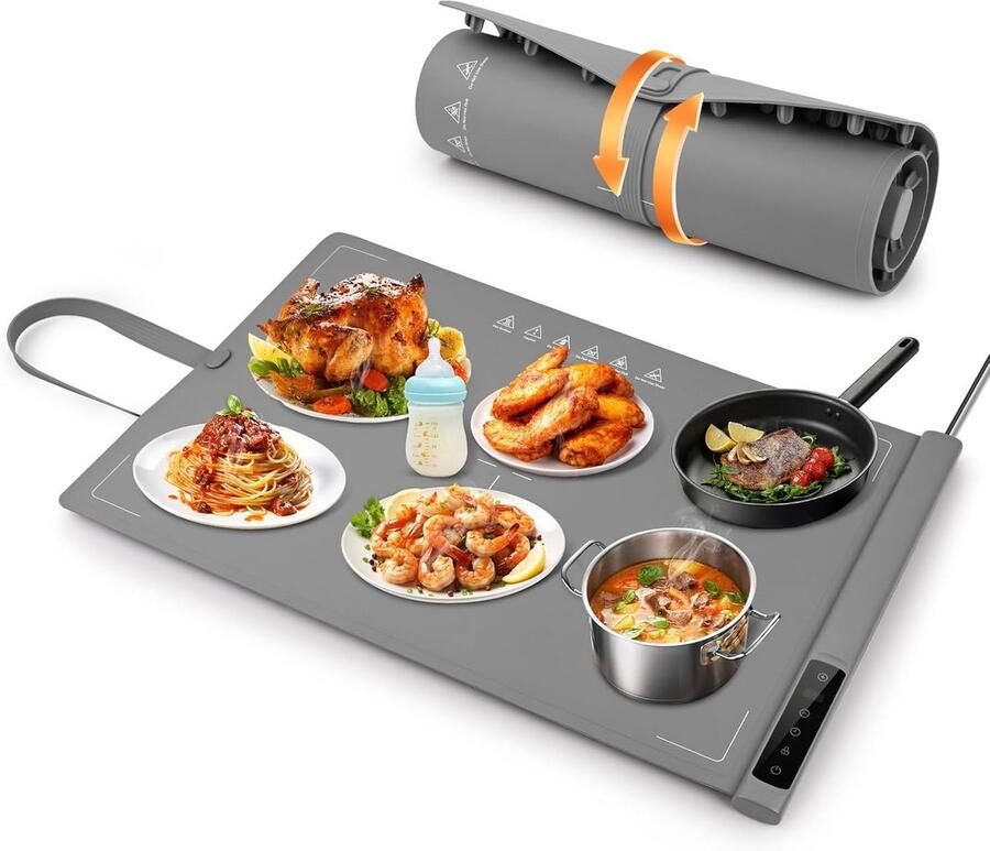 Elektrische Warmhoudplaat Draagbaar Opvouwbaar & 9 Temperatuurstanden voor Buffetten