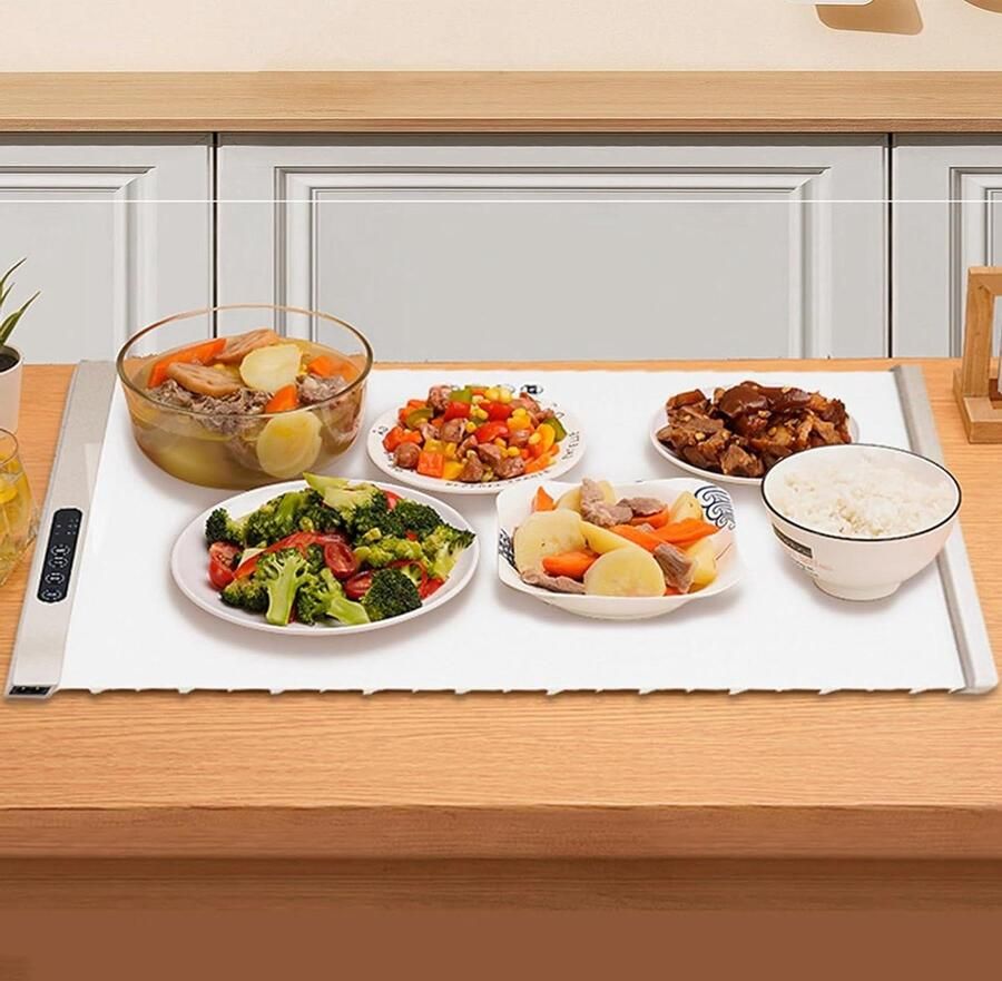 Elektrische Warmhoudplaat Draagbare Plaat Eten Warm Houden Opvouwbaar Ontwerp 59.5 cm Zwart