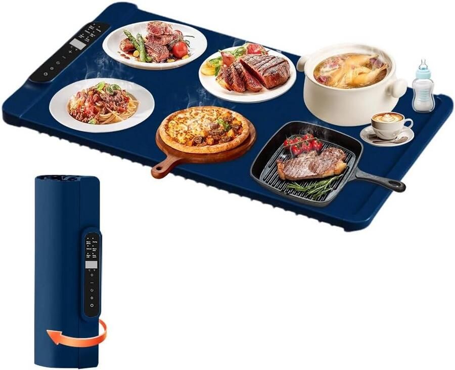 Elektrische Warmhoudplaat & Siliconen Warmtemat met Timer voor Buffet en Feestjes