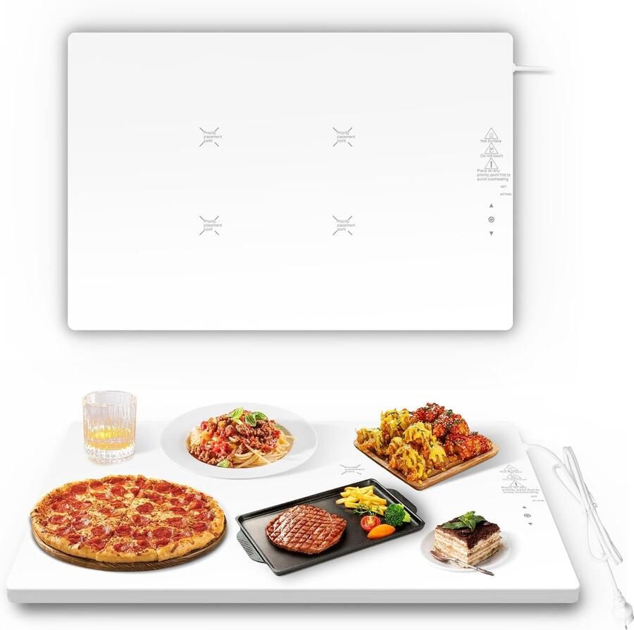 Elektrische Warmhoudplaat Graphene Verwarming Eten Warm Houden Snelle Gelijkmatige Warmte 60x40 cm Wit