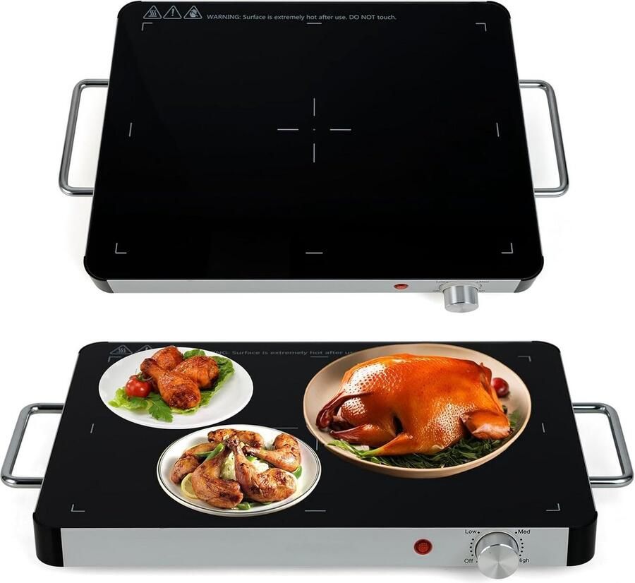 Elektrische Warmhoudplaat met Gehard Glas en Instelbare Temperatuur voor Buffet en Feestjes