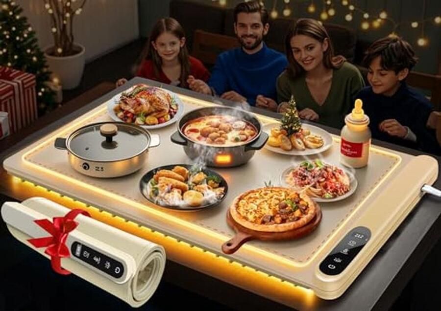 Elektrische Warmhoudplaat Opvouwbare Voedselwarmer Buffet Serveren Instelbare Temperatuur 300 Watt Wit